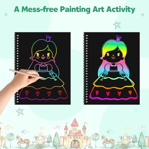 ZMLM 2 Pack Rainbow Scratch Paper Notebooks: Art Crafts for Kids Ages 4-8