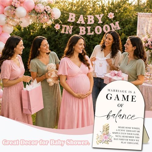 Marriage Is A Game Of Balance Please Sign, Bridal Welcome Wooden Sign