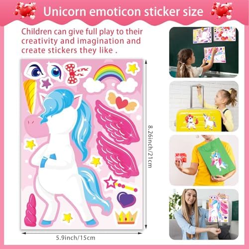 Make Your Own Unicorn Stickers, Make a Face Sticker, Pink Unicorn Stickers