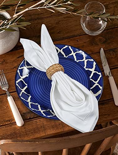Lightnpro Decorative Hemstitched Cloth Dinner Napkins, 18x18 Inch White