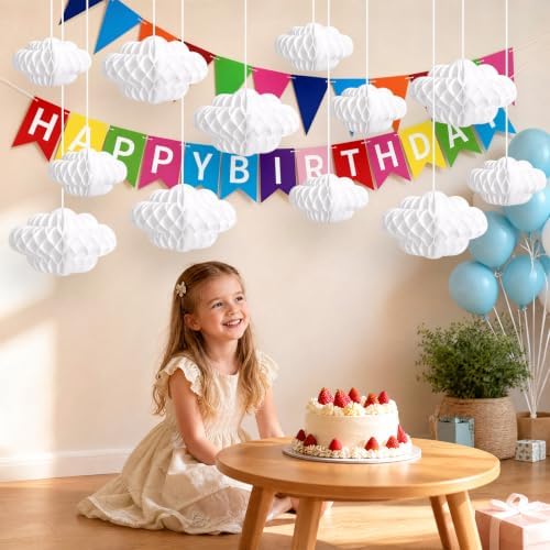 3D Cloud Honeycomb Ball Decorations, 12 Pcs