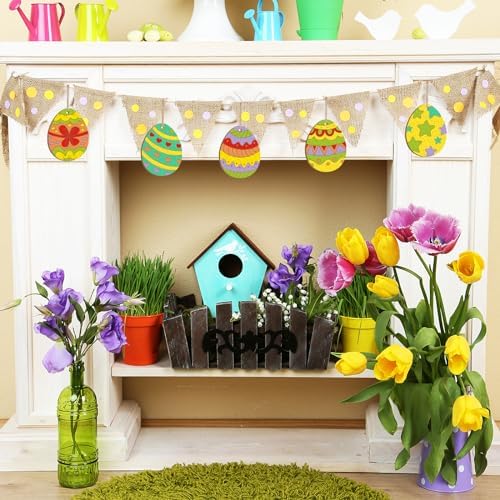 24PCS Wooden Egg Ornaments to Paint Easter Decoration Cutouts Unfinished 8 Different Patterns, DIY Blank Unfinished Wood Discs Ornament for Home Crafts Hanging Spring Decoration 3.5 inches