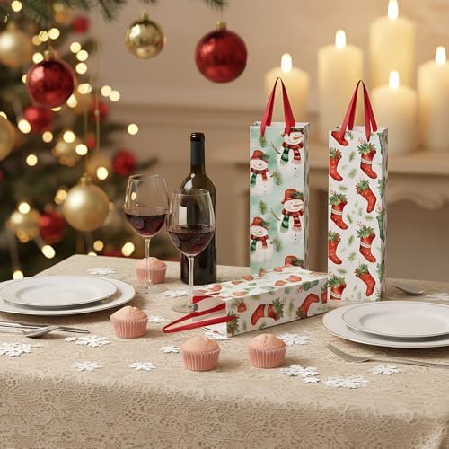 TaoBary 12 Pcs Christmas Wine Bags with Handles, Classic