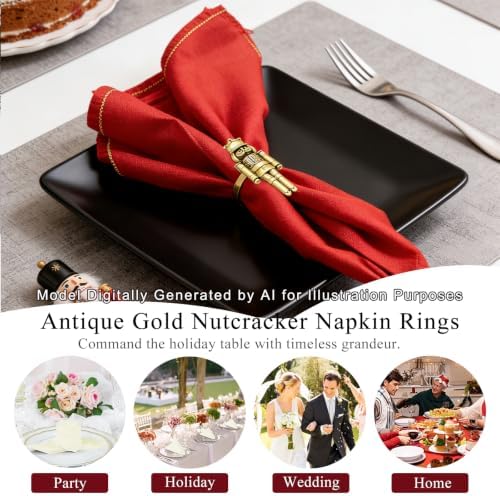 Christmas Napkin Rings Set of 12 for Xmas New Year Party Decor