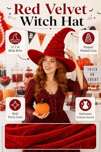 Women's Witch Hat with Shapeable Wide Brim and Adjustable Drawstring