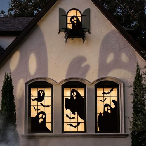 Large Halloween Window Clings Decorations Extra Large Ghost Silhouette Scary Black Ghost Decorations Window Decals for Windows