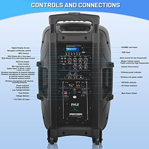 Pyle 12" Bluetooth PA Speaker | 1000W Sound System, 2 Wireless Mics