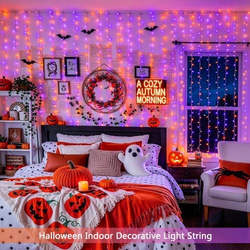 JMEXSUSS 200 LED USB Plug in Orange and Purple Halloween Lights