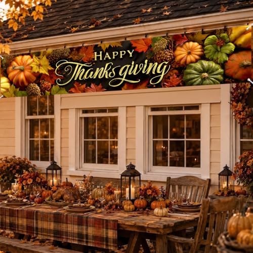 Nuxovilar Thanksgiving Banner 118.1x19.6 Inches Polyester