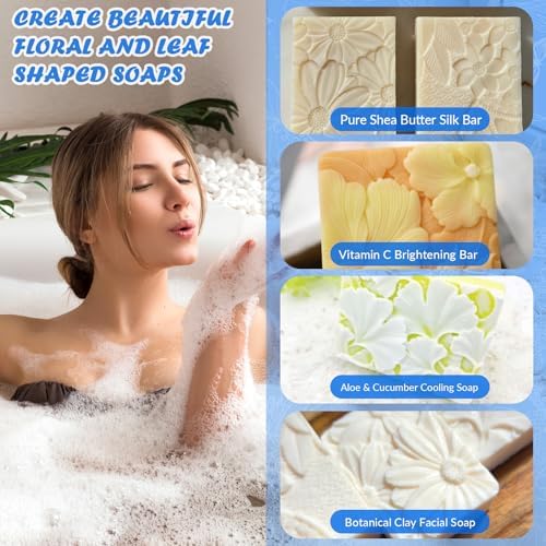 HKNMTT 2Pcs Soap Molds Silicone 3D Rectangle Flower Pattern Silicone Mold