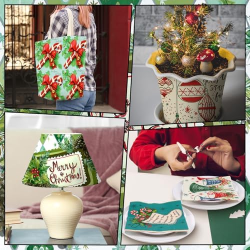 Gueevin 45 Pack Christmas Decoupage Napkins 15 Styles Vintage for DIY