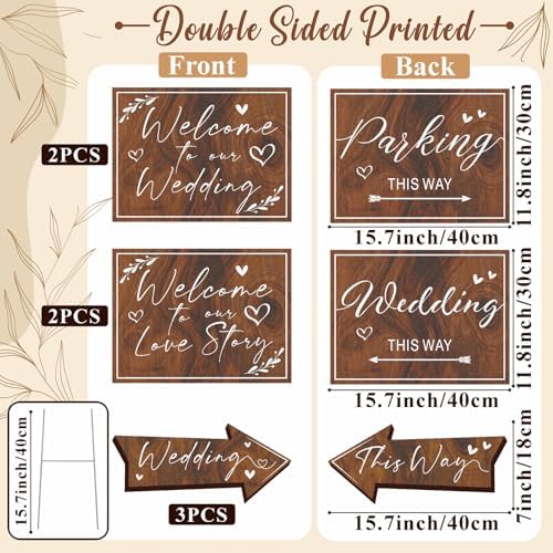 Wedding Welcome Signs for Reception Outdoor Weddings This Way Decor 10 Pack