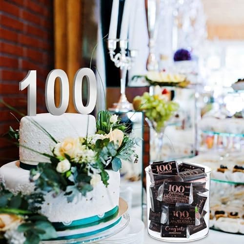 Tenare 90 Pcs 100th Birthday Candy Wrappers, Pink Stickers
