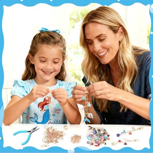 AUGSUN 189Pcs Ocean Keychain Making Kit Summer Beach DIY Keychain Craft