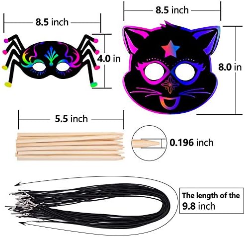 Animal Scratch Masks for Kids, 52Pcs Rainbow Magic Scratch Paper Masks