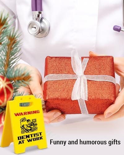 Funny Dentist Gifts Dental Office Decor Warning Dentist at Work Desk Sign