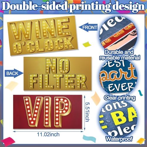 Beeveer 24 Designs Funny Photo Booth Props for All Occasions, PVC Signs