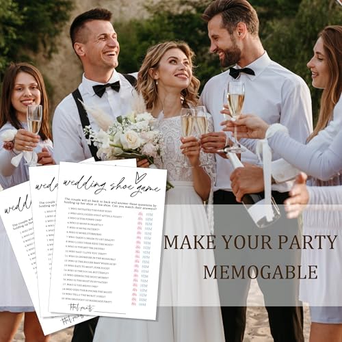 Fun Wedding Games Set - 25 Bridal Shower Games Cards, Engaging Bridal Party Entertainment for Wedding Shower, Engagement Party & Reception Fun a Must-Have for Minimalist Newlywed Game - A06