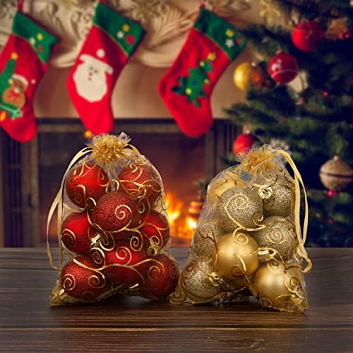 Staruby Organza Gift Bags 50pcs Gold Sheer Bag 6x8 Inch Mesh Favor Bags