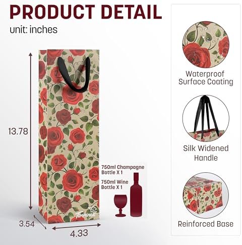 Tirrinia Wine Bottle Gift Bags 12-Pack in 4 Designs