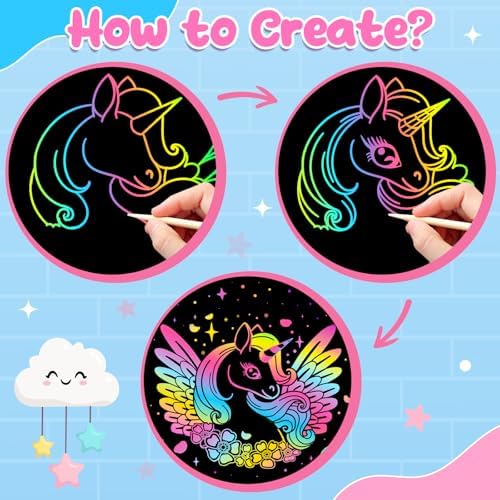 ZMLM Scratch Paper Art-Crafts Gift: 2 Pack Rainbow Notebooks Supplies Toys