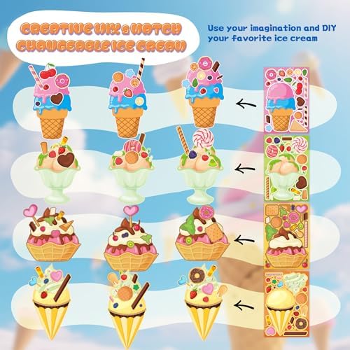 Ice Cream Party Favors Kids Toddlers 48 Sheets Ice Cream Stickers