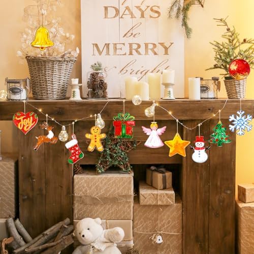 36PCS Wooden Christmas Ornaments to Paint, 12 Styles DIY Blank Unfinished Wood Reindeer Santa Claus Christmas Tree Ball Snowman Snowflake Angel Cutouts Ornament for Crafts Winter Hanging Decorations