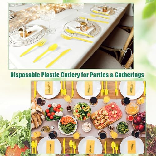 Kochorie 90 Pieces Yellow Plastic Cutlery Set