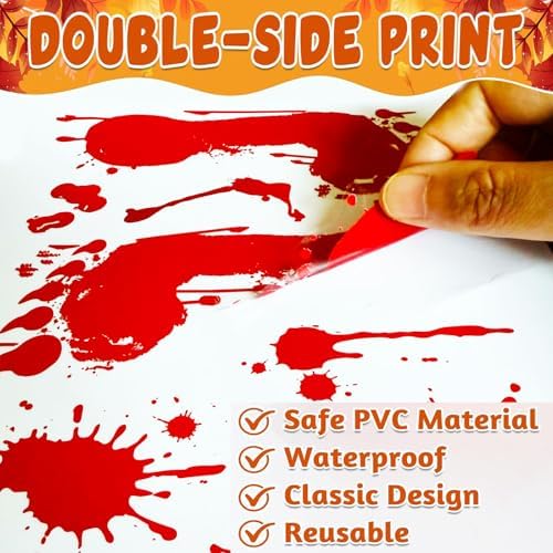 Halloween Window Cling Stickers, 9 Sheets Halloween Bloody Handprint Footprint Wall Decal Floor Clings, Horror Handprint Home PVC Decoration Window Stickers