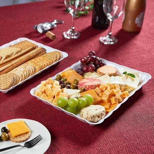 White Plastic Serving Trays - Serving Platters Rectangle 9X13 pack of 4