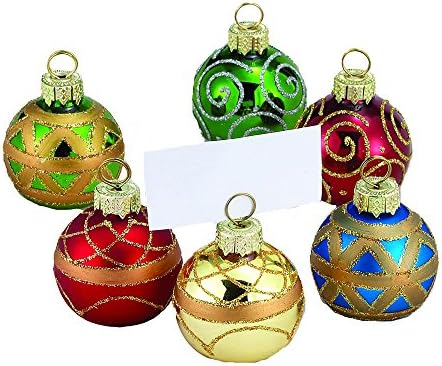 Kurt Adler Glass Place Card Holder Ornament, 1.57-Inch, Set of 6