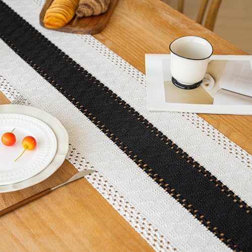 FEXIA Farmhouse Table Runner for Home Decor 12x60 Black Fall Home Decor