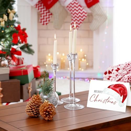 Whaline 50 Pcs Christmas Greeting Cards Santa Claus Blank Note Cards Boxed Blank Note Card with Envelope Stickers for Xmas Party Invitations, 4 x 6 Inch