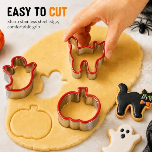 5 Pcs Halloween Cookie Cutters with Protective Silicone Edge