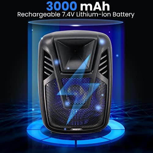 Pyle 15” Portable Bluetooth PA Speaker System - 800W Wireless Rechargeable Loudspeaker with LED Party Lights, Rolling Wheels, Built-in Amp, & Remote Control - Indoor/Outdoor Karaoke Machine (Black)