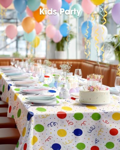 Pureegg Plastic Table Cloth Disposable 54x108 Inch 10 Pack, Rainbow