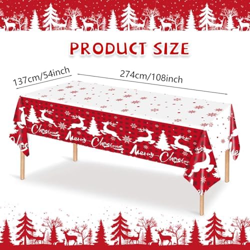 2Pack Christmas Tablecloths Disposable Christmas Party Decoration Supplies