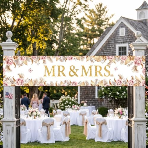 Mr And Mrs Wedding Decor Banner Decorations Party Hanging Sign