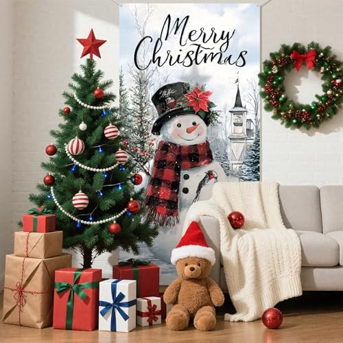 Christmas Door Cover Banner for Front Door Porch Winter Holiday Decor