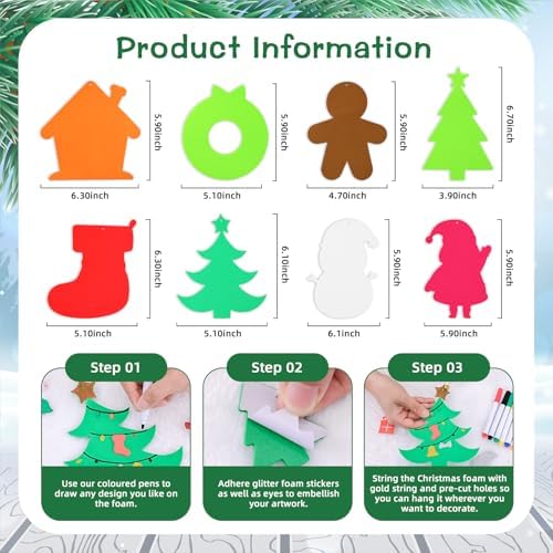 Max Fun Christmas Crafts for Kids Toddlers, 350Pcs Foam Ornaments DIY Christmas Arts and Crafts Kits Bulk Stickers Set, Xmas Tree Snowman Christmas Decorations Crafts Party Favors Supplies