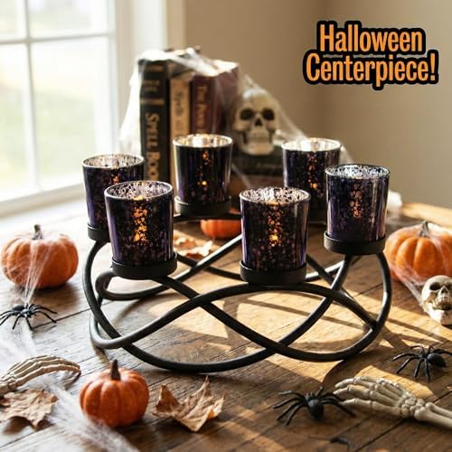 Seraphic Halloween Decorations for Indoor Gothic Table Centerpieces, Black