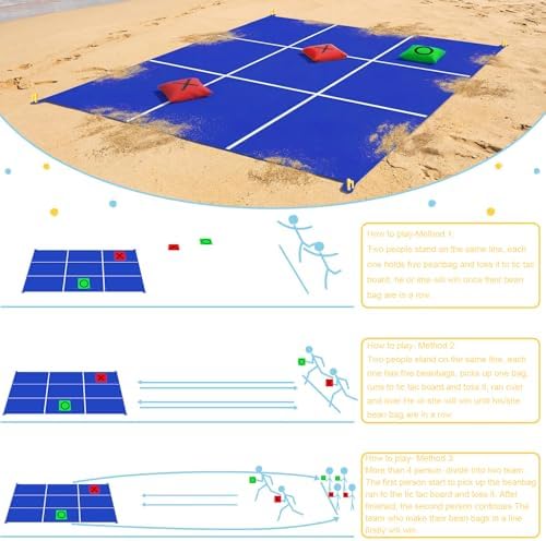 2-in-1 Giant Tic Tac Toe Game Bean Bag Toss Games, 4.5FT Double-Sided Large Tic Tac Toe Game with 10 Pcs Bean Bags, Outdoor Games for Adults and Family Lawn Yard Carnival Field Day Party