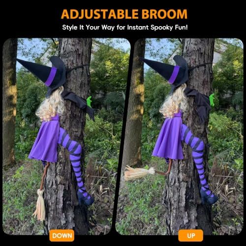 63" Purple Witch Crashing into Tree Halloween Outdoor Decor