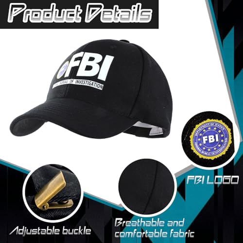 4pcs FBI Costume Men Women, FBI Agent Costume Include Vest Hat Badge and Police Sunglasses for Roleplay Halloween Party
