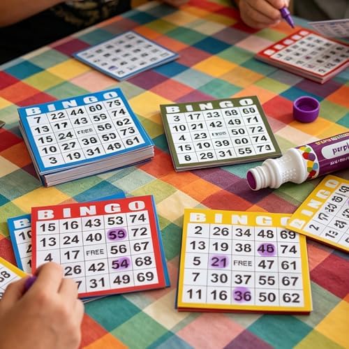 Yuanhe Bingo Game Cards Disposible – 1 Card 10 Sheets – 100 Books -10 Colors for Large Groups