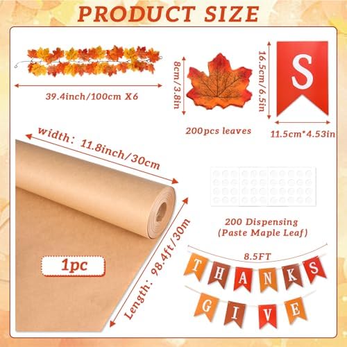Thanksgiving Classroom Tree Bulletin Board Set Fall DIY 3D Kraft Craft Cardboard Tree with Simulated Maple Leaves Thanks Giving Banner Wall Decor for Autumn Rustic School Elementary Teacher Chalkboard