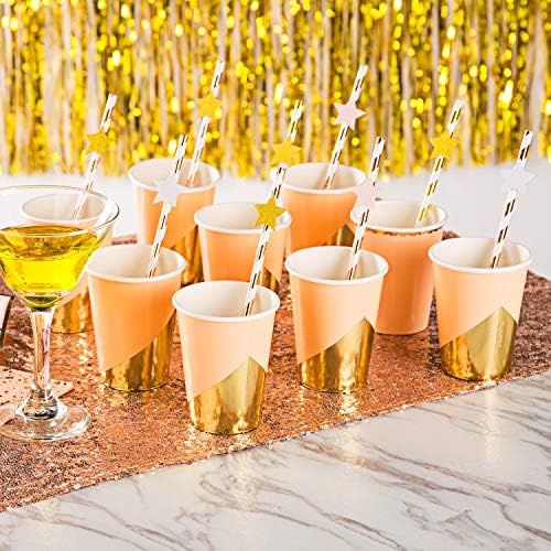 MOWO Gold, Pink and White Stars Confetti Table Decoration, 1.2'', 200pc