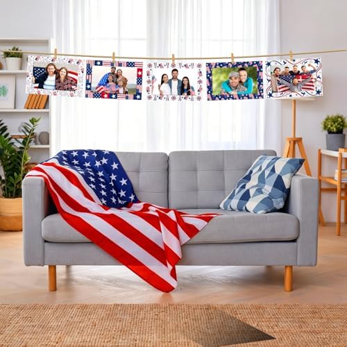 AmazingSpark 50 Pack Patriotic Paper Picture Frames 4x6 Photo Cards