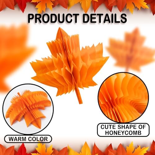 Fall Paper Maple Leaves Honeycomb 12Inch