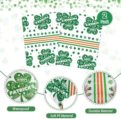 2Pack St. Patrick's Day Tablecloth Disposable Lucky Irish Party Decoration